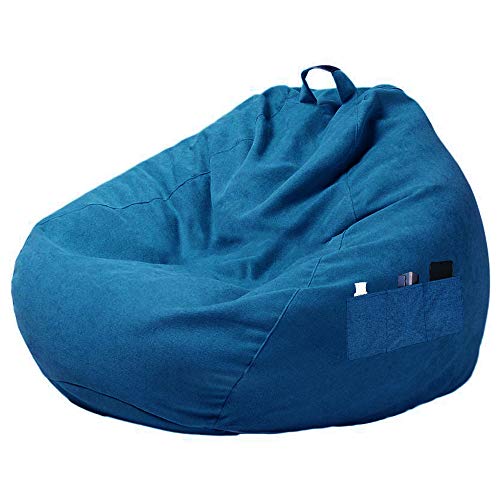 You's Auto Puff Sofás Cubierta Sillas Sin Relleno con Tres Bolsillos en el Lateral Puff Sofá Vida Habitación Tres Tallas (Azul, 80 * 90cm)