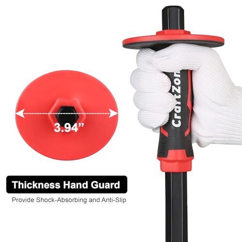 Image of Masonry Chisel, Heavy Duty Flat End Rock Concrete Mortar Stone Brick Chisel with Protective Hand Guard for Breaking Carving Splitting Cutting Mason Tools (12-Inch)