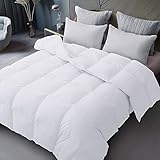 Saisier Luxurious All Season Goose Down Comforter King Size Duvet Insert,1200TC Ultra-Soft 100% Egyptian Cotton,Box Stitched&8 Duvet Loops,Lightweight 750+ Fill Power White 106x90inches