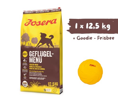 Josera - Hundefutter - Josera Exclusive Geflügelmenü - Trockenfutter 12,5 KG + Goodie Frisbee - Viel Geflügel für jeden Tag & glänzendes Fell