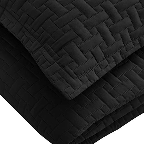 Luxe Bedding 3-Piece Oversized Quilted Bedspread Coverlet Set (Full/Queen, Black) #TOP5