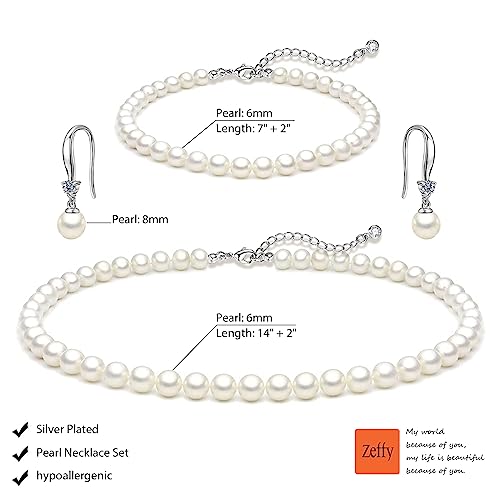 Image of Zeffy Pearl Necklace 4MM /6MM /8MM Dainty Round Imitation Pearl Choker Necklace Wedding Pearl Necklace Delicate Jewelry for Women Simple Bridesmaid Jewelry Gifts