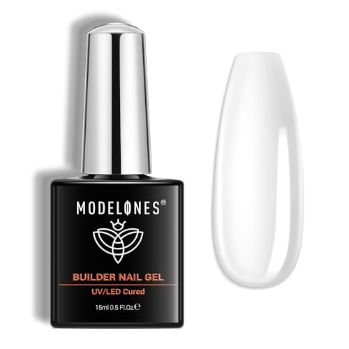 Modelones Gel Nail Polish Builder Nail Gel, Clear Gel Builder for Nails, Hard Gel Builder Nail Strengthener Extension Gel Base Gel Rhinestone False Nail Tips Glue Gel in a Bottle 15ML Hard Gel