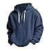 Mens Hoodies Pullover, Plain Hoodies, Mens Hoodie Pullover Quarter Zip Casaul Long Sleeve Drawstring Waffle Knit Hooded Sweatshirt with Pocket Navy 5XL