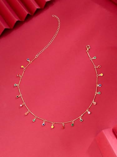 Image of Yellow Chimes Necklace for Women and Girls Fashion Choker Necklace for Women Carnelian Stone Pearl Choker Necklace for Girls | Birthday Gift for Girls and women