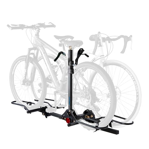 POLESTAR Soporte para 2 bicicletas, 200 libras de capacidad, enganche para bicicleta con bloqueo, receptor de 2 pulgadas, soporte de plataforma plegable para bicicleta eléctrica, bicicleta de