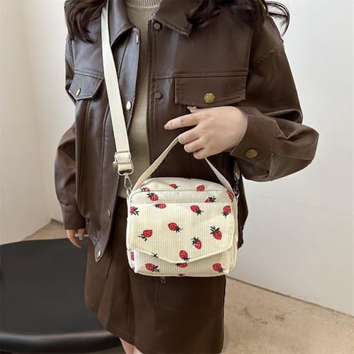 Image of Kawaii Purse Crossbody Bag Kawaii Wallet Kawaii Crossbody Bag Kawaii Corduroy Purse for Women (Beige)