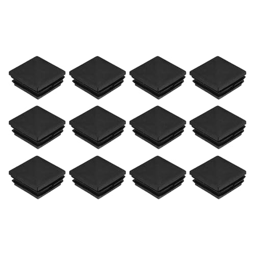 Image of uxcell 12Pcs Square Plastic Plugs, 40 x 40mm /1.57 x 1.57inch PE Pipe Tubing End Caps for 34-38mm /1.34-1.5inch Square Tube Furniture Chair Leg, Black