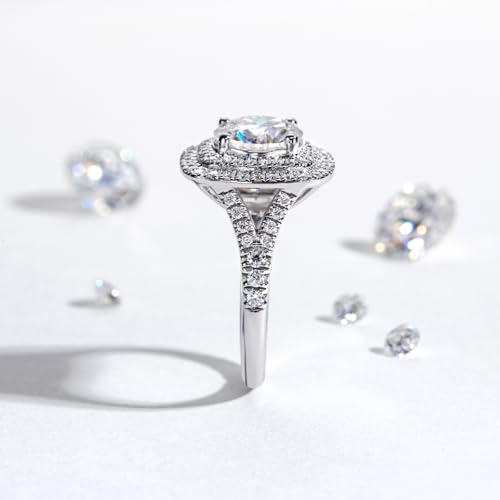 Halo Moissanite Engagement Rings 3.75cttw D Color VVS1 925 Sterling Silver Vintage Anniversary Wedding Promise Ring for Women with Certificate3