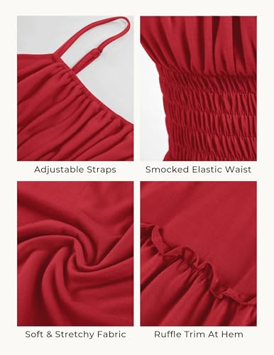 Image of GRACE KARIN Women's Summer Maxi Dress 2026,Smocked Ruched Bust Sundress with Adjustable Straps & Pockets-Beach Vacation Dress