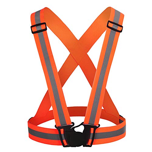 Preisvergleich Produktbild Alimagic Reflektierende Weste, Warnweste, Einstellbare Sicherheitszubehör, Verstellbare Warnweste für Läufer, Jogger, Kinderwagen, Radfahrer für bessere Sicht und SicherheitFluoreszierend orange