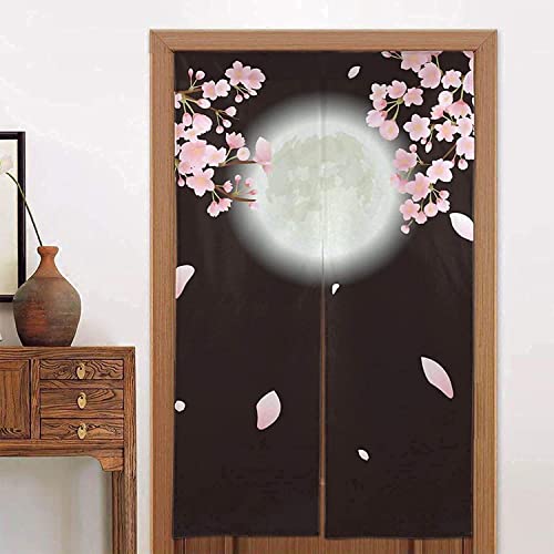 のれん 桜 月 光 夜 さくら のれん 和風 目隠し ロング 暖簾 壁掛け 遮光 断熱 遮像 暖簾 間切り 目隠し ロング キッチン 厚手 浴室のカーテン シェードカーテン紗 ドアカーテン 出入り口 店頭 新築祝い トイレ バス 喫茶店 居酒屋 脱衣場の目