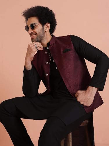 Image of KISAH Men's Jacket - Textured Silk Blend Jacquard - Indian Wedding Outfit for Men - Ideal for Weddings and Festivals