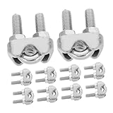 NUOBESTY 10pcs Stainless Steel Wire Rope Clamps M6 U-Shaped Cable Clips Heavy-Duty Metal Rope Clips for Rigging Boating Industrial Use
