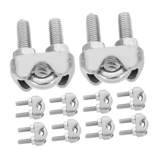 NUOBESTY 10pcs Stainless Steel Wire Rope Clamps M6 U-Shaped Cable Clips Heavy-Duty Metal Rope Clips for Rigging Boating Industrial Use