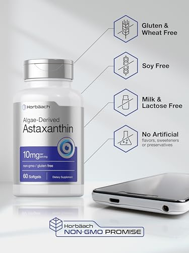 Horbäach Astaxanthin 10mg | 60 Softgels | Algae Derived Formula | Non-GMO, Gluten Free Supplement - Thumbnail 5