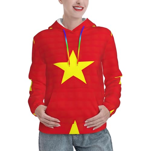 Sweat à capuche femme chaud hiver avec imprimé Vietnam et grande poche kangourou