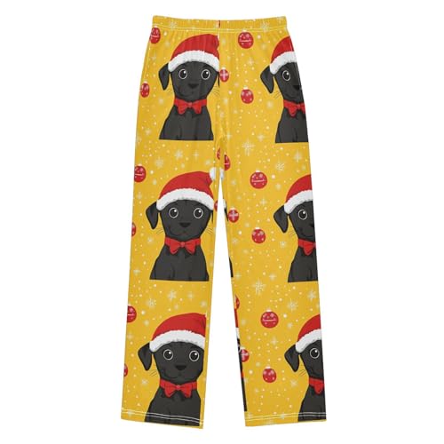 Funny Black Dog Boys Pants Boys Athletic Pants Long Pant for Boywith Pockets Wide-Leg Size 6-14Y