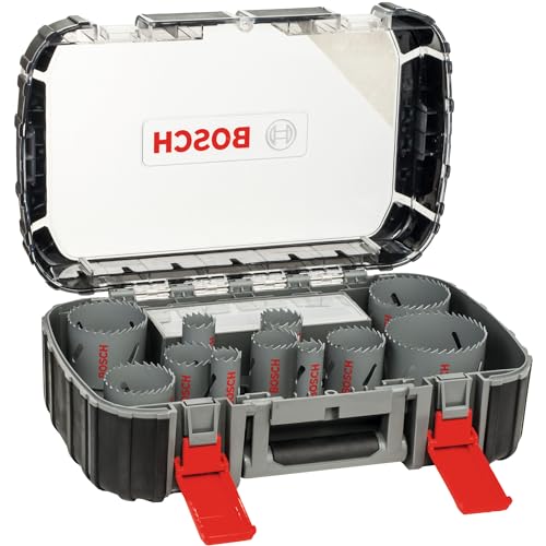 Bosch Accessories Professional 17-teiliges HSS Bimetall Lochsägen Set (für Metall, Aluminium, rostfreiem Edelstahl, Kunststoffen und Holz, Ø 20–64/76 mm, Zubehör Bohrmaschine)