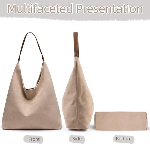 Image of Large Work Tote Bags for Women, Boho Slouchy Suede Purses Handbags