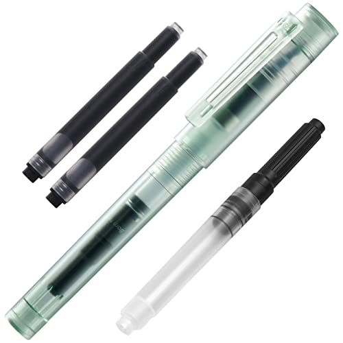 Kaco Sky Ii Fountain Pen, Extra Fine Nib With 2 Black Ink Cartridges And 1 Converter In Pp Box (Green, Extra Fine Point - Sky Ii) #TOP4