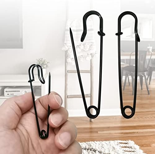Urmspst Safety Pins (2022 New), 75mm Large Safety Pins Pack of 30 for Clothes Leather Canvas Blankets Crafts Skirts Kilts, Extra Large Safety Pin Heavy Duty Safety Pins (Black)