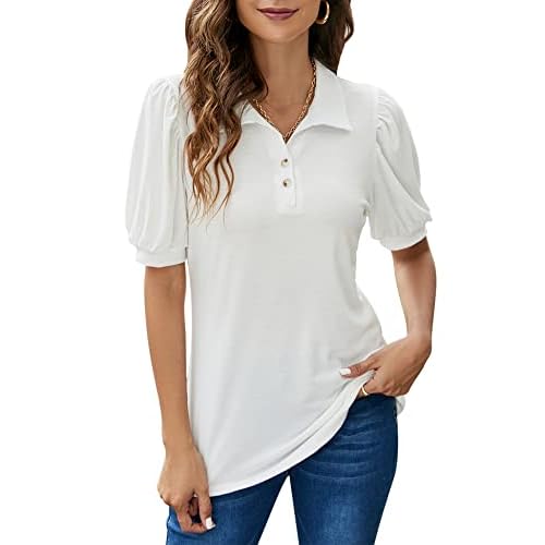 LOMON Womens Polo Shirts Button Down Collared Long Sleeve Tops V Neck Loose Blouses Small Z-khaki