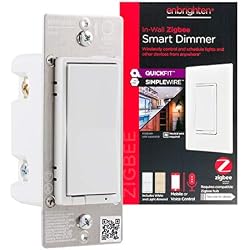 1 of Enbrighten 43080 Zigbee in-Wall Smart Paddle Dimmer with QuickFit and SimpleWire, White/Almond