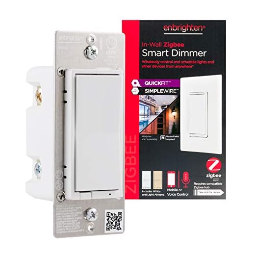 Enbrighten 43080 Zigbee Light QuickFit and SimpleWire, Pairs Directly with Echo Studio/Show 10/Plus 1st & 2nd Gen, Paddle Smart dimmer, White & Light Almond