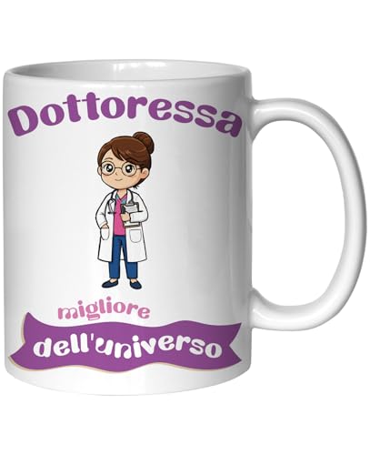 Taza personalizada Mestieri - Idea regalo original y divertida de cerámica 350 ml - Tazas divertidas para regalo cumpleaños, regalo para Navidad o regalo para aniversarios (Doctoresa)