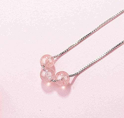 Preisvergleich Produktbild CKAWM Halskette Einfache Natürliche Erdbeer-Kristallperlen-Halskette Für Frauen-Kurzketten-Halskette