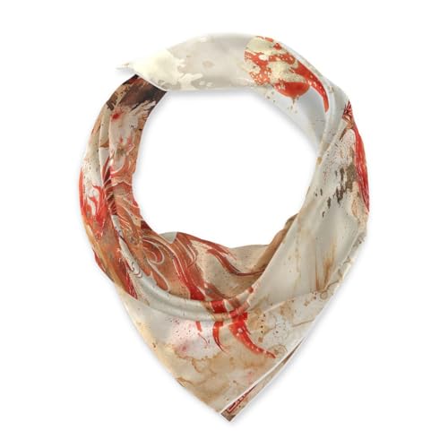 KLL Phoenix Bird Chinese Ink Painting Red Gold silk scarf scarves silky for women for evening chal para mujer2