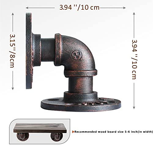 Hoemlim Pipe Shelf Bracket Industrial Diy Red Bronze Iron Pipe Brackets Hanging Wall Mounted Double Flange For Wood Floating Shelves Heavy Duty Decorative Rustic Shelving Brackets 3.94’’*3.94’’ thumb #1