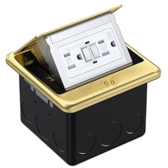 WEBANG Pop Up Floor Outlet Covers Box with 15 Amp Stainless Steel GFCI Tamper Resistant Rceptacle Outlet, ETL Listed, Gold