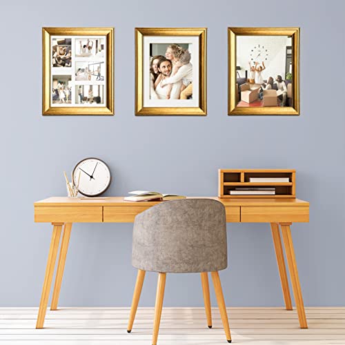 Twing 11X14 Picture Frame Gold Displays 8X10 Photo Frame With Mat Or 11X14 Without Mat,Made Of Plexiglass, Mdf Wood, Wall Mounting Only, Ideal Gift To Family And Friends #TOP5