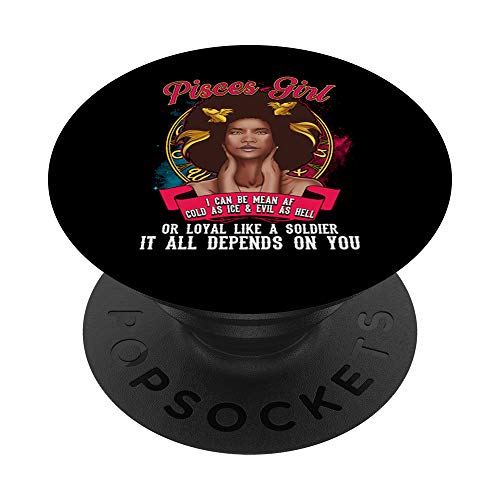 Pisces Birthday Gift Black Girl Zodiac Astrology Black Pride PopSockets PopGrip: Agarre intercambiable para Teléfonos y Tabletas