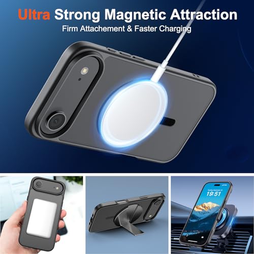 Image of SUPFINE Magnetic for iPhone Air Case (Compatible with MagSafe)(Military Grade Drop Protection) Slim Translucent Matte Shockproof with Anti-Fingerprint Phone Cover for 17 Air, Black