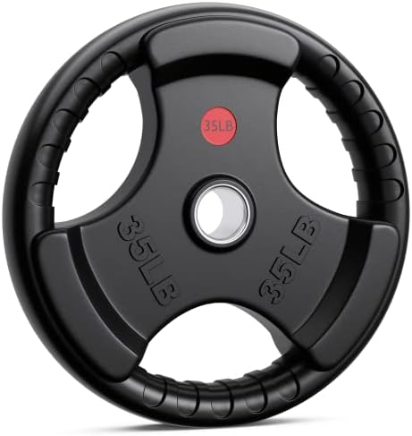 XDDIAS Rubber Weight Plates 2-Inch Olympic Grip Plate in Pairs or Single for Strength Training, Weightlifting and Bodybuilding in Home & Gym, Solid Cast Iron Weight Plates for Barbell, 10LB-45LB