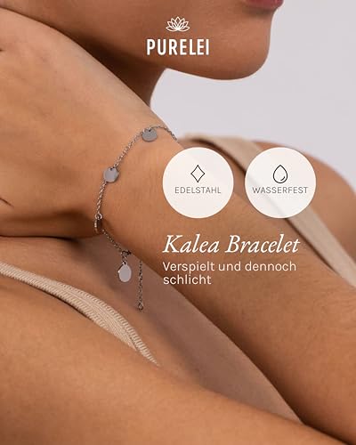 Purelei Kalea Armband (Silber) – Elegantes, verspieltes Damen Armband mit Plättchen – Edelstahl – Verstellbare Länge 16/17,5/19 cm… – Ansicht 2