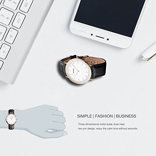 Cofuo Men's Dress Wrist Quartz Watch With Black Leather Band - Men Business Waterproof Classic Casual Analog Watches Fashion Thin Case Wristwatch #TOP4