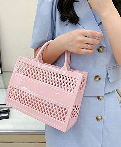 Image of Tote Bag Purses for Women Summer Mesh Beach Purse Large Capacity Shopping Basket Top Handle Handbag Jelly Storage Bag