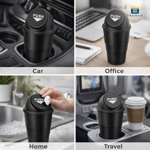 Image of Btag Portable Mini Trash Bin for Car, Office, Home & Travel | Compact Garbage Organizer for Vehicle, Desk, Table & Kitchen | Car Accessories | Pack of 2| Black