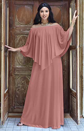 Image of KOH KOH Womens Strapless Off Shoulder Flattering Cocktail Maxi Dress Gown