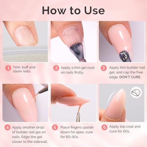 Image of MelodySusie 2PCS 15ML Nude Builder Nail Base Gel for Nails Thickening,Soak Off UV Extension Gel,Rhinestone Glue in a Bottle for Nail Art Design Gift for Women DIY Manicure at Home 019 * 2