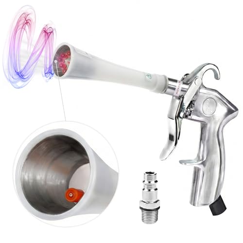 BenBow Reinigungspistole Druckluft-Trockenreinigung Tornado-Effekt ohne Chemie Edelstahl-Trichter für Auto Innenraum Polster & Werkstatt - Classic 008 Silver