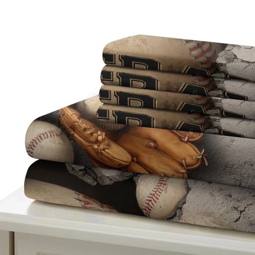 Housse de couette 135x200cm baseball lit simple résistante en microfibre 3D - 7