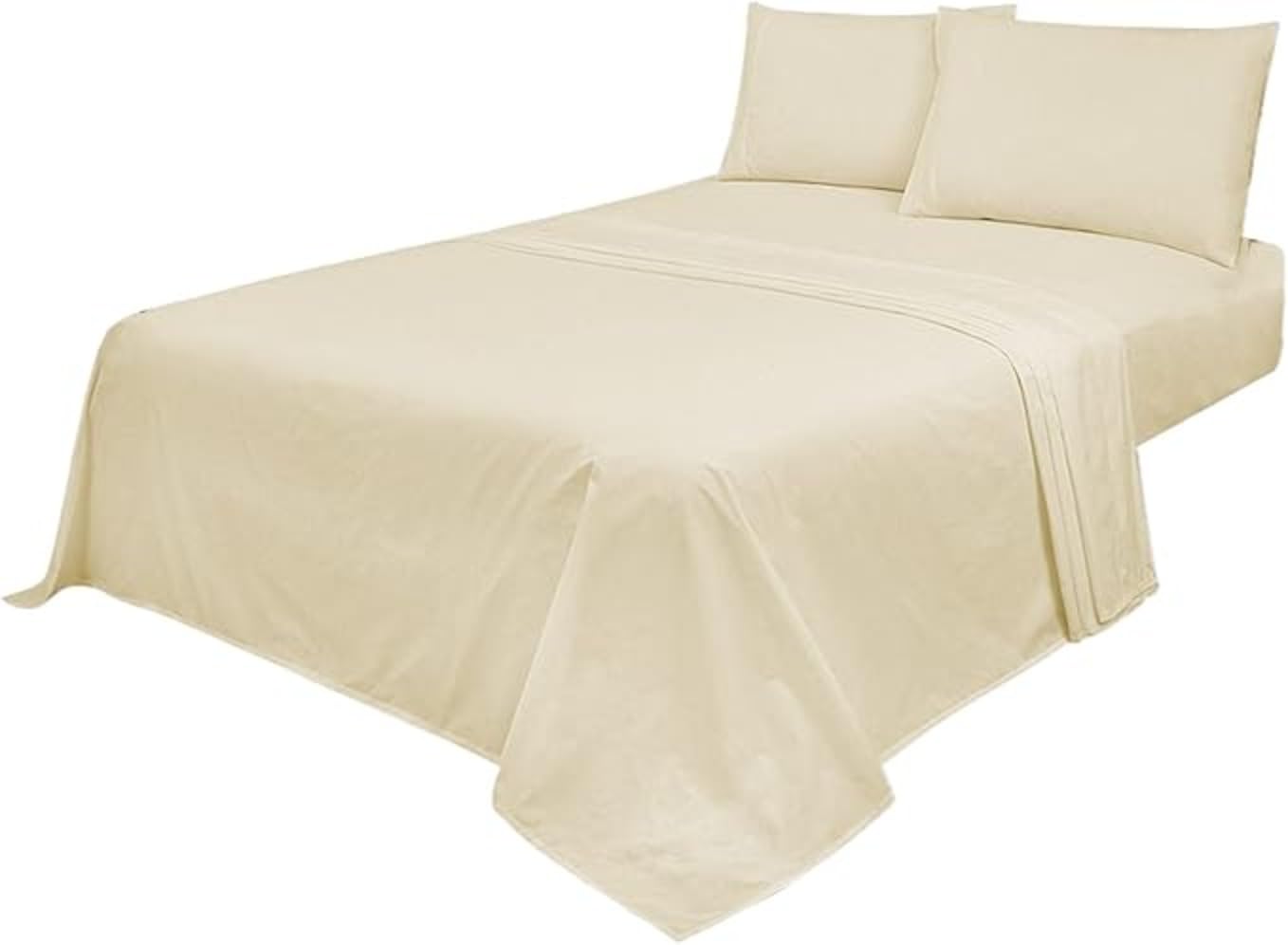 VL Easy Care 4-Piece Bed Sheet Set, Fitted Sheet, Flat Sheet, 2 Pillowcases, Poly Cotton Percale (White, Single) โ image 1