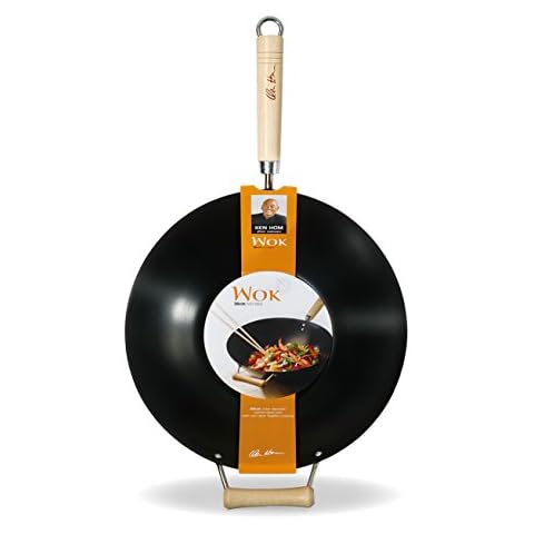 Ken Hom Carbon Steel Non-Stick Wok, 35cm - Black Cover
