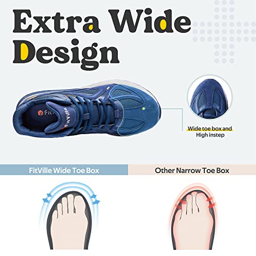 FitVille Wide Basketball Shoes for Men with Flat Feet Extra Wide High-top Sneakers with Ankle Support2