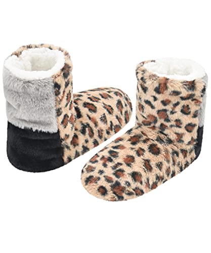 Image of DICUIRD Womens Thick & Warm Slipper Socks with Grippers - Christmas House Slippers